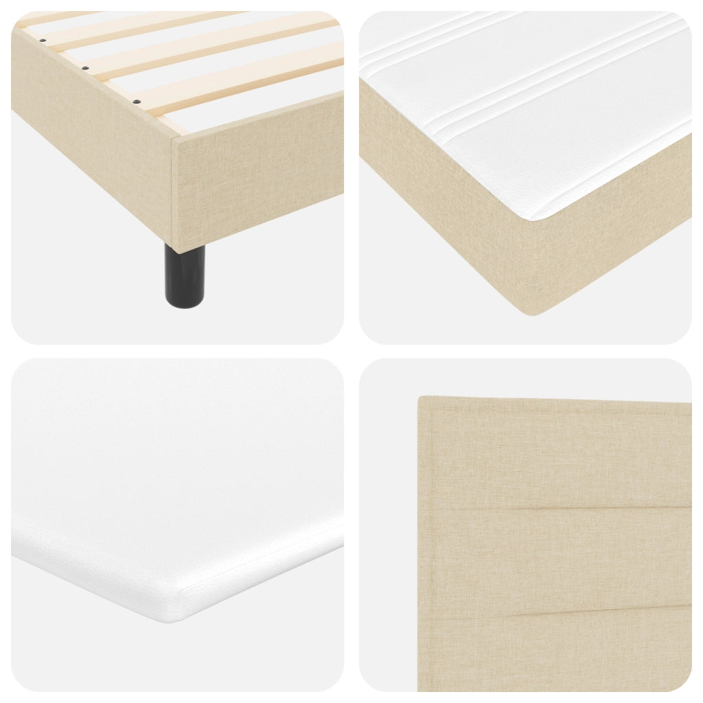 Letto Box Spring con Materasso Panna 200x200 cm Tessuto
