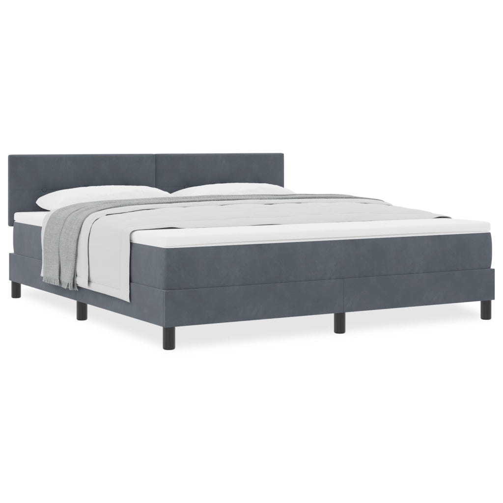 Letto Box Spring con Materasso Grigio Scuro Super King in Velluto