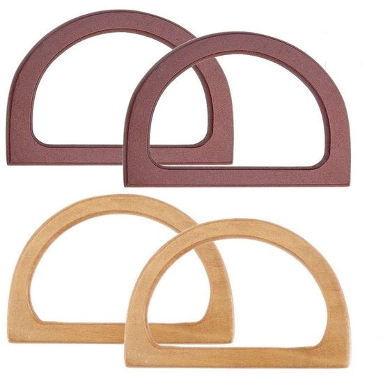 Borse per Mano in Legno 4 pezzi - Semi-Circolare - Materiale Naturale - 12x8,5cm