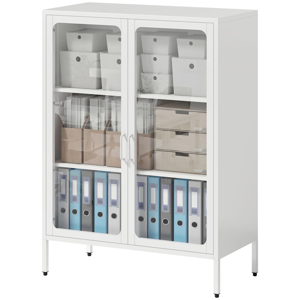 Scrivania con cassetti e scaffale ¨C zephmum ¨C Bianco, Acciaio, 80x40x110 cm