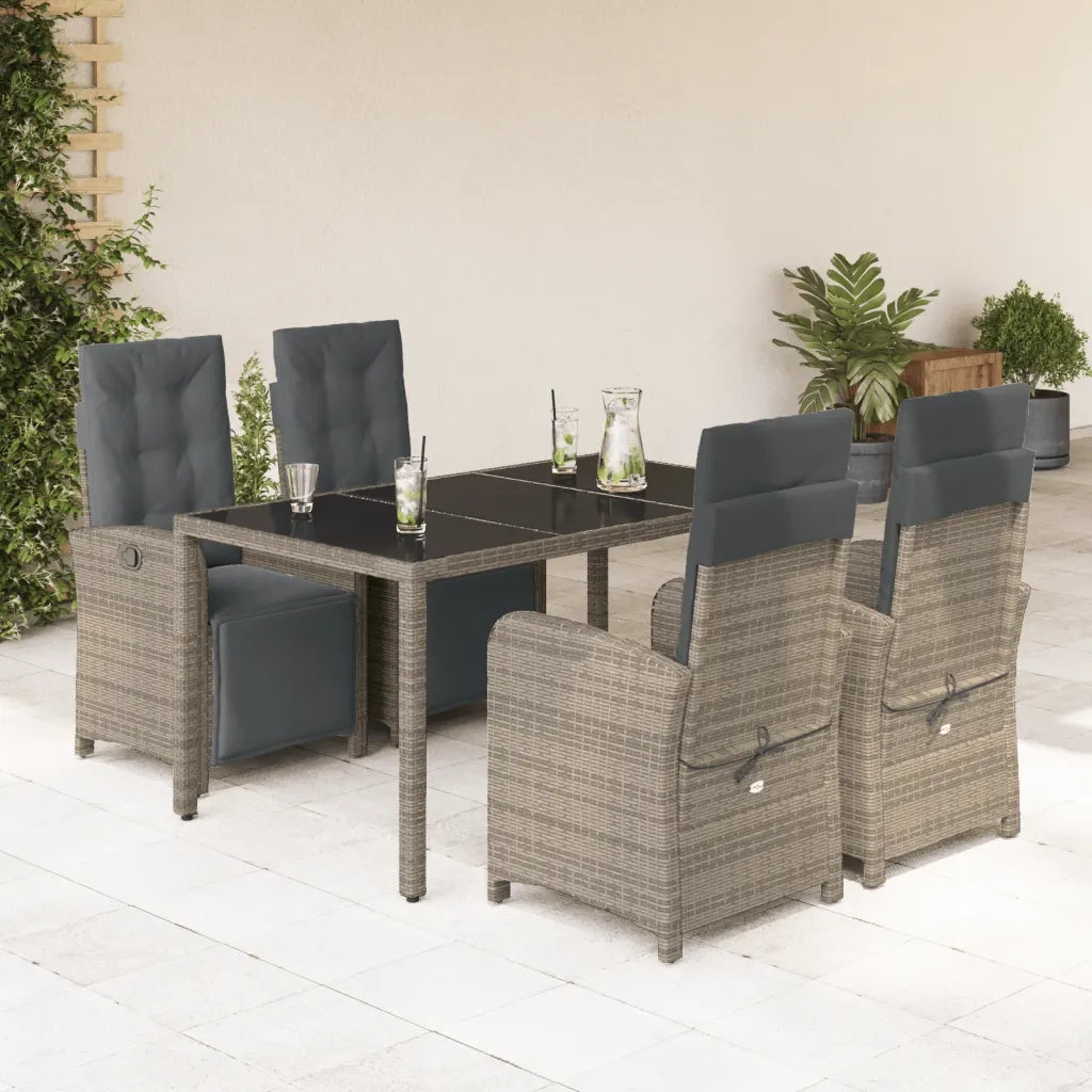Set da Pranzo da Giardino 5 pz con Cuscini in Polyrattan Grigio 3212464