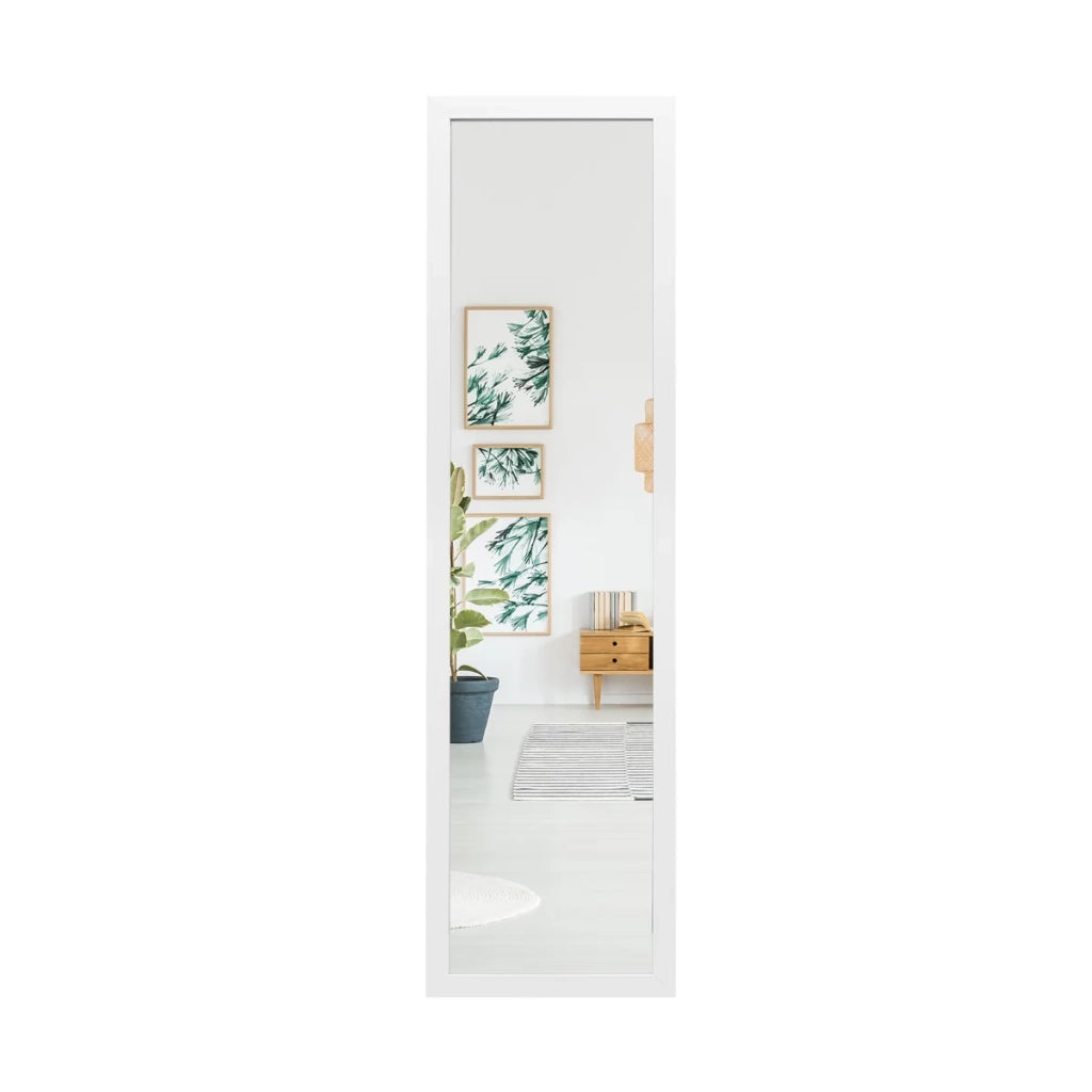 Specchio da appendere alla porta 33 x 119 cm con vetro antisfondamento design moderno polistirolo bianco 20_0012842