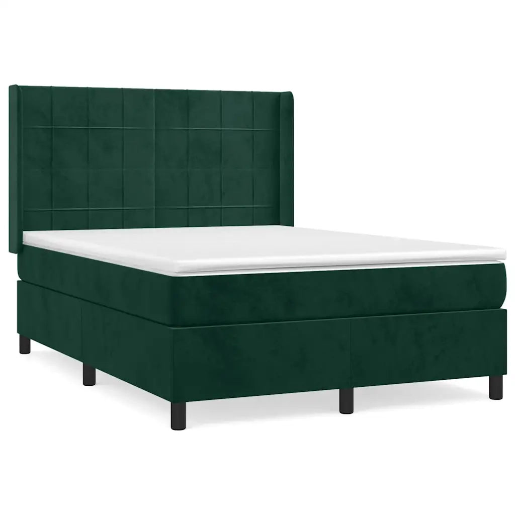 Giroletto a Molle con Materasso Verde Scuro 140x200 cm Velluto 3132684