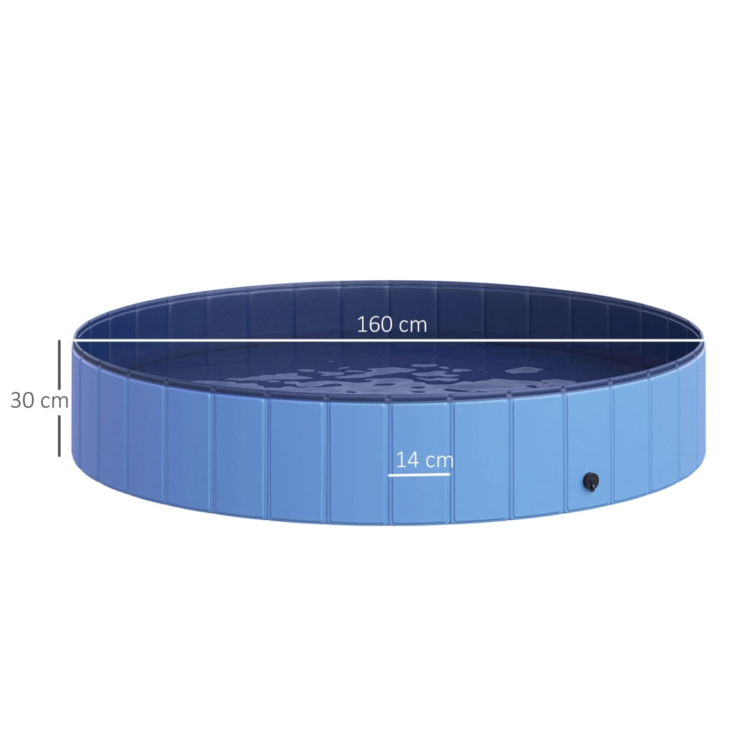 EasyComfort Piscina Vasca da Bagno Portatile Pieghevole per Cani Animali Domestici in PVC Azzurro Φ160 x 30cm