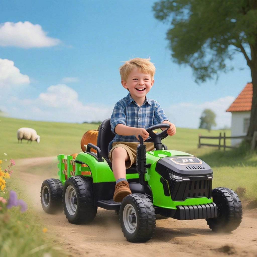 Tracteur ¨¦lectrique enfants ¨C zephmum ¨C 139x58x55cm verde