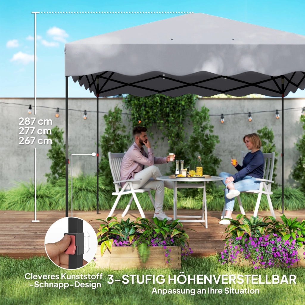 Gazebo da giardino 3x3 m pieghevole ¨C zephmum ¨C grigio chiaro metallo tessuto