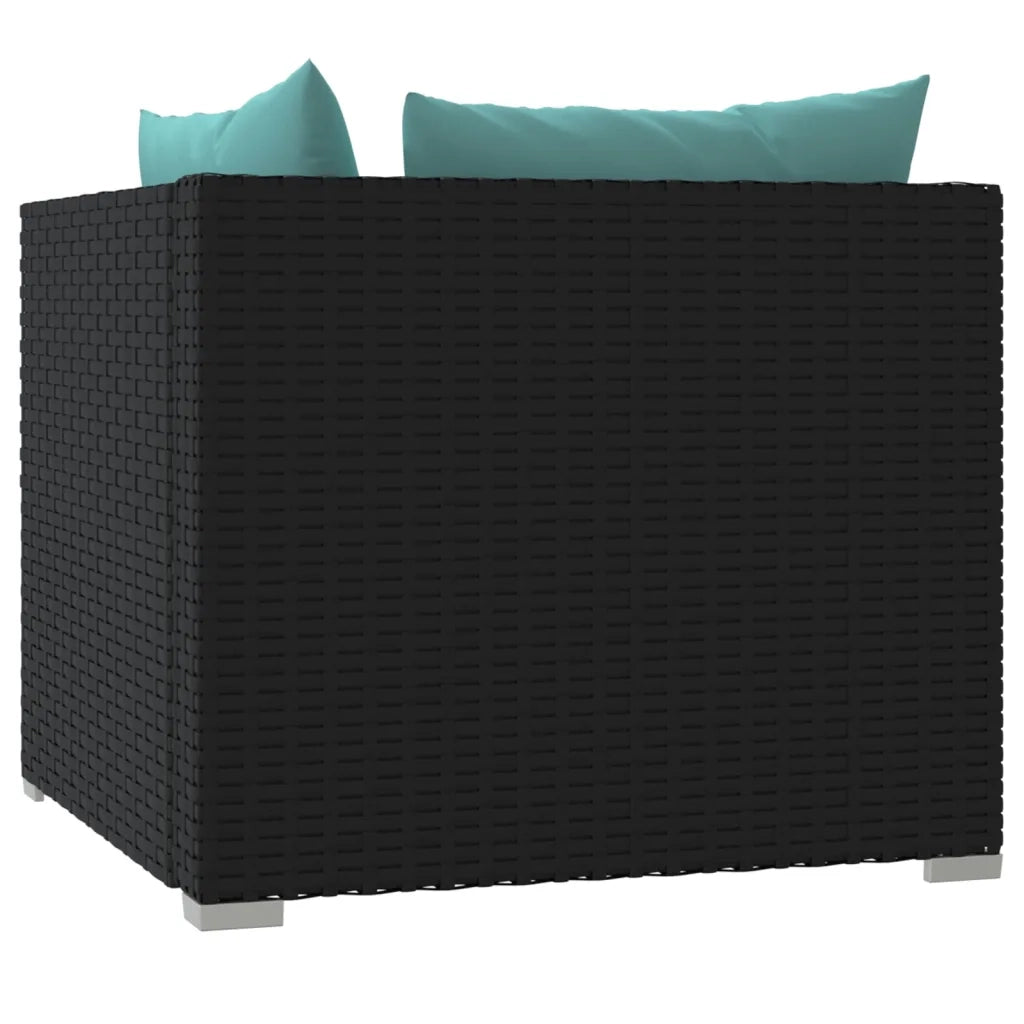 Divano a 2 Posti con Cuscini in Polyrattan Nero cod mxl 35040