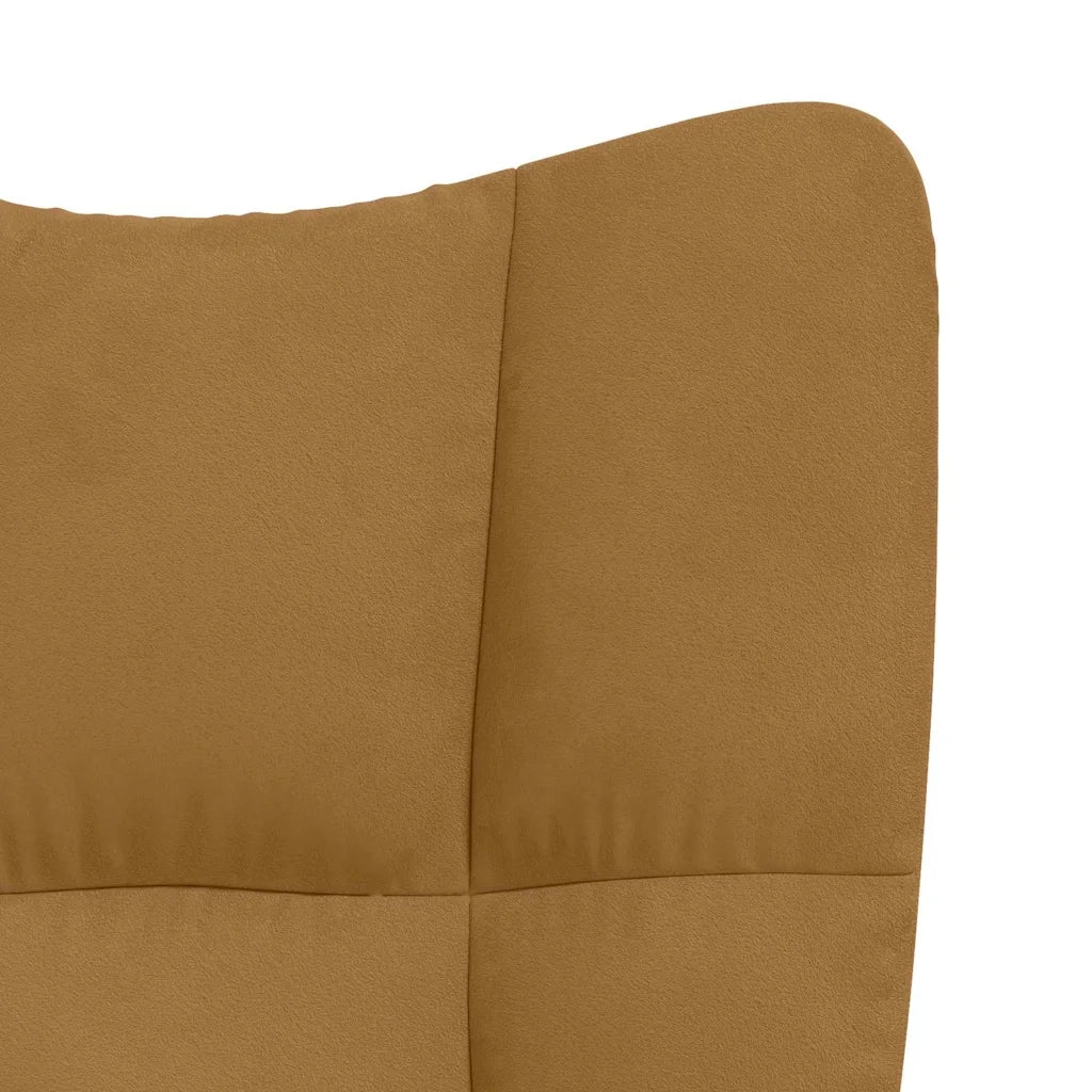 Divano Sedia-Poltrona Relax con Poggiapiedi Marrone in Velluto 715302