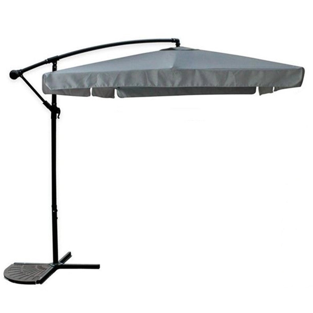 Trade Shop - Ombrellone Laterale Da Giardino Protezione Sole 2x3mt Impermeabile Grigio Con Base 223212 -