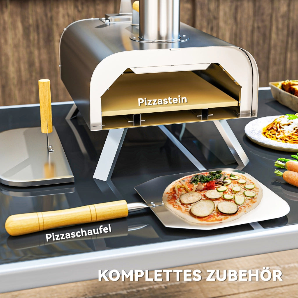 Forno Pizza da Esterno Portatile con Pietra Refrattaria e Pala ¨C zephmum ¨C Acciaio Inossidabile
