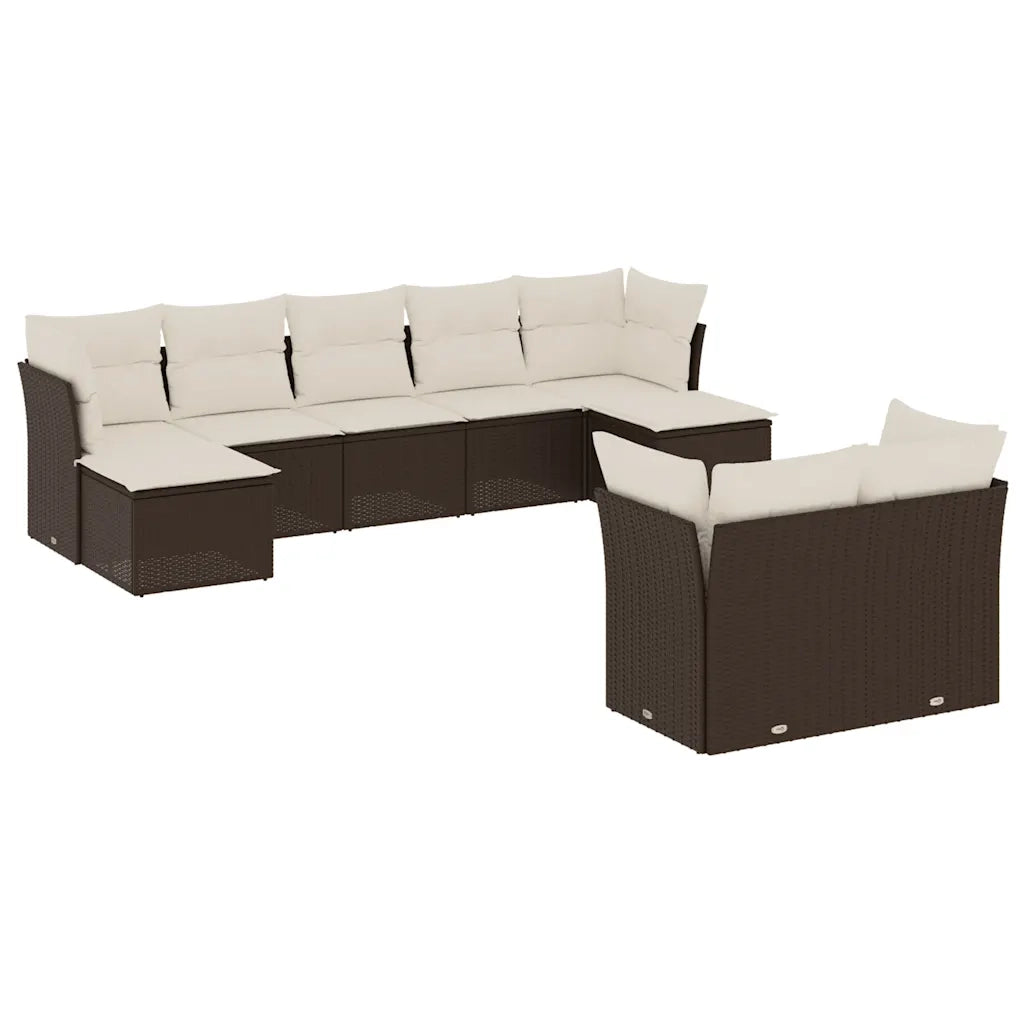 Set Divani da Giardino 9pz con Cuscini Marrone in Polyrattancod mxl 116537