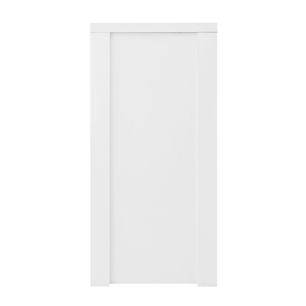 Credenza 140x38x80 cm con ripiani regolabili e 4 ante in pannello truciolare bianco