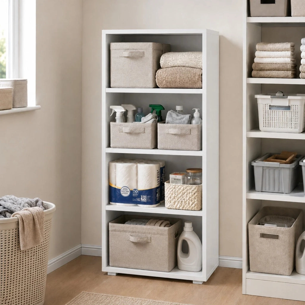Libreria Bianca Salvaspazio con 3 Ripiani Regolabili | Scaffale Moderno Porta Libri e Raccoglitori | Mobile Libreria Verticale per Soggiorno, Ufficio e Studio 60x30x130 cm