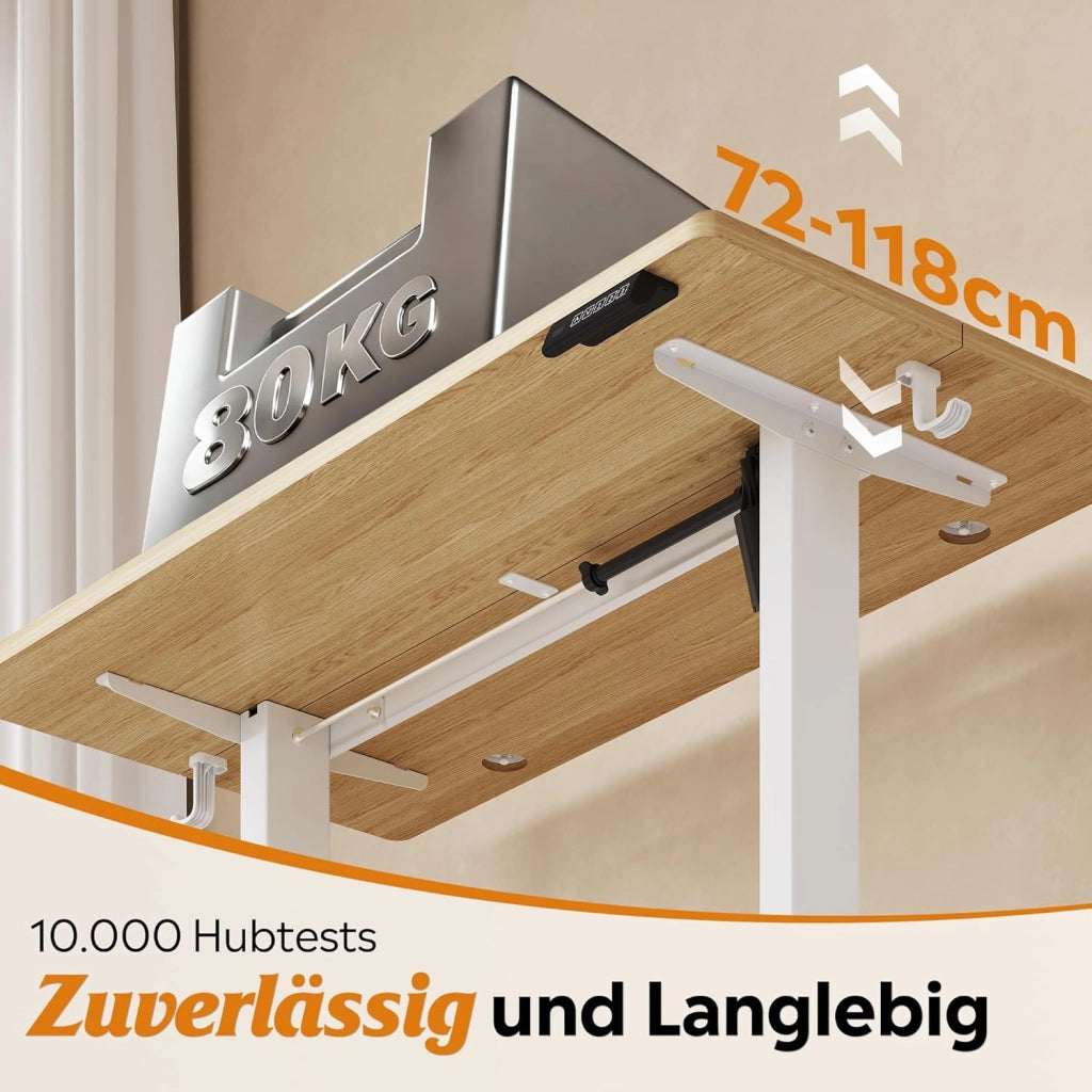 Scrivania regolabile in altezza ¨C zephmum ¨C Rovere, 120x60x72-118 cm