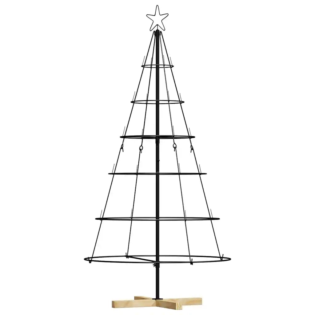Albero a Cono di Natale con supporto Nero 154 cm Acciaio