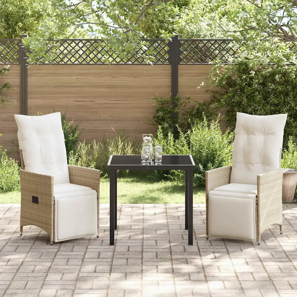 Set da Pranzo per Giardino con cuscino 3 pcs Beige polyrattan 3379583