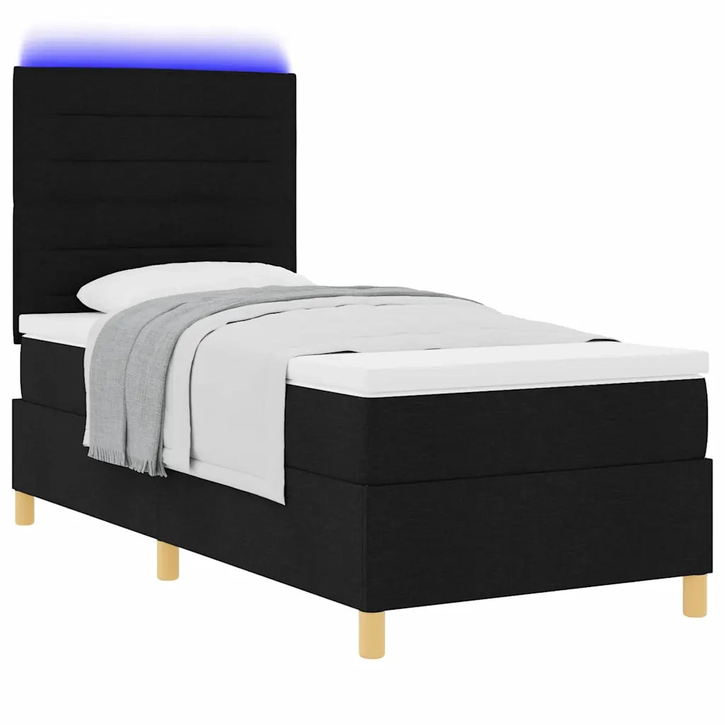 Letto a Sorgente LED con materasso Nero 100 x 200 cm Tessuto 3343000