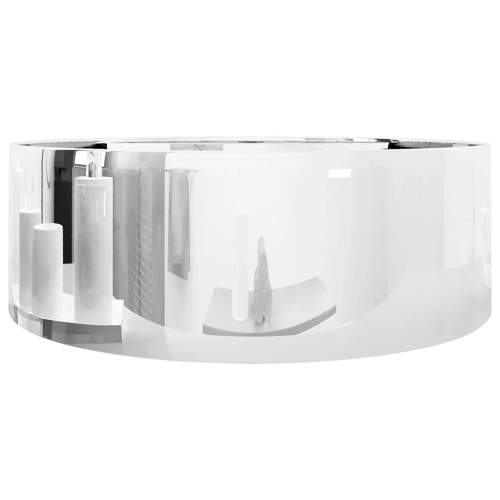 Lavabo da bagno con troppopieno diametro 46,5 cm ceramica argento 02_0002609