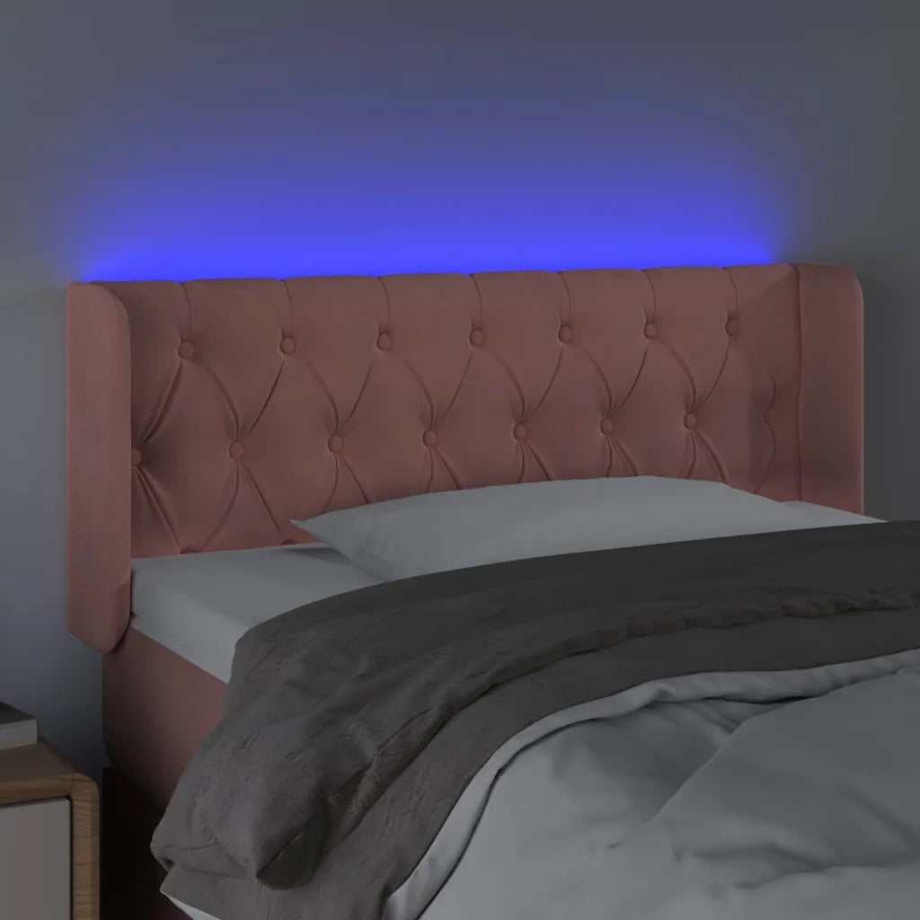 Testiera a LED Rosa 103x16x78/88 cm in Velluto 3123619