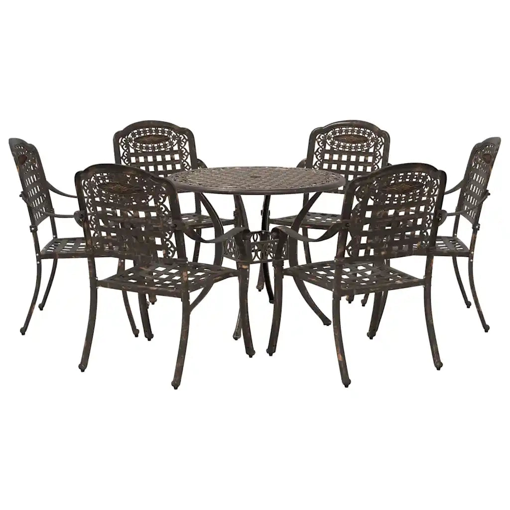 Set da Pranzo per Giardino 7 pcs Bronzo Alluminio 3334688