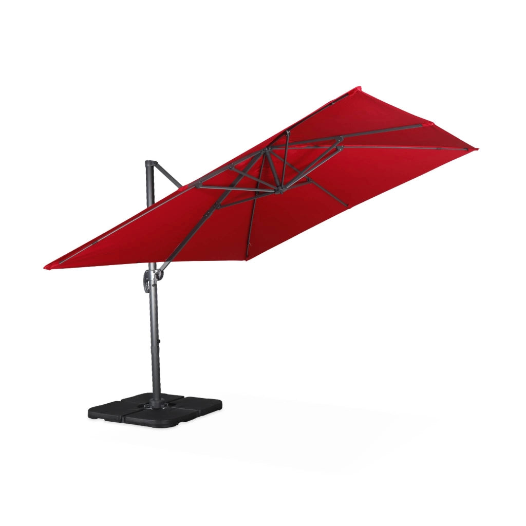 Ombrellone rettangolare decentrato in alluminio 3x3m, rosso