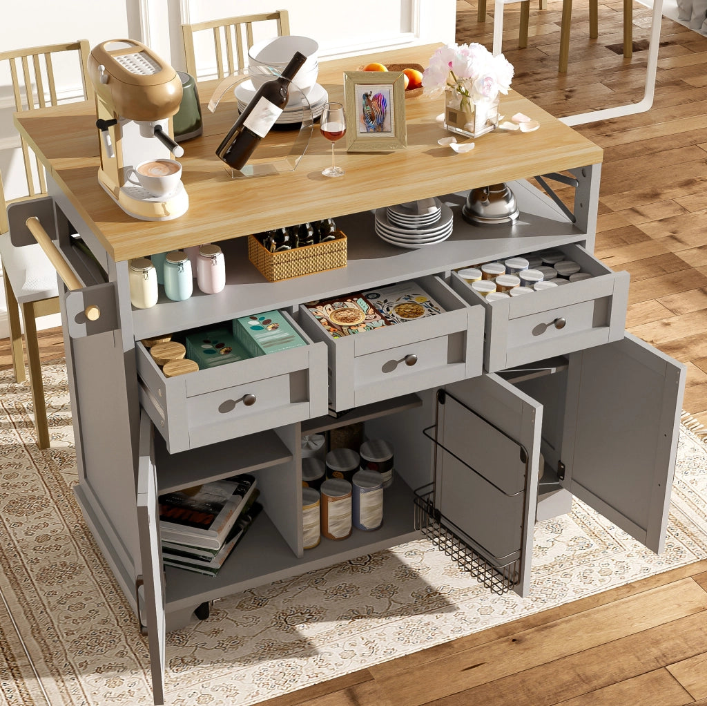 Isola cucina 118 x 43-80 x 98 cm in MDF e metallo grigio, mobile
