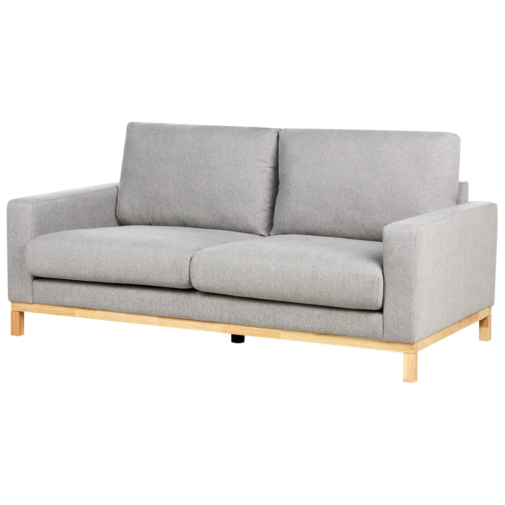 Divano 2 posti in tessuto grigio con gambe in legno chiaro soggiorno stile moderno