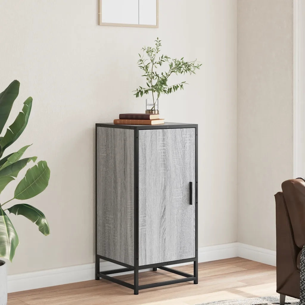 Credenza Grigio Sonoma 35,5x35x76 cm in Truciolato e Metallo 848942