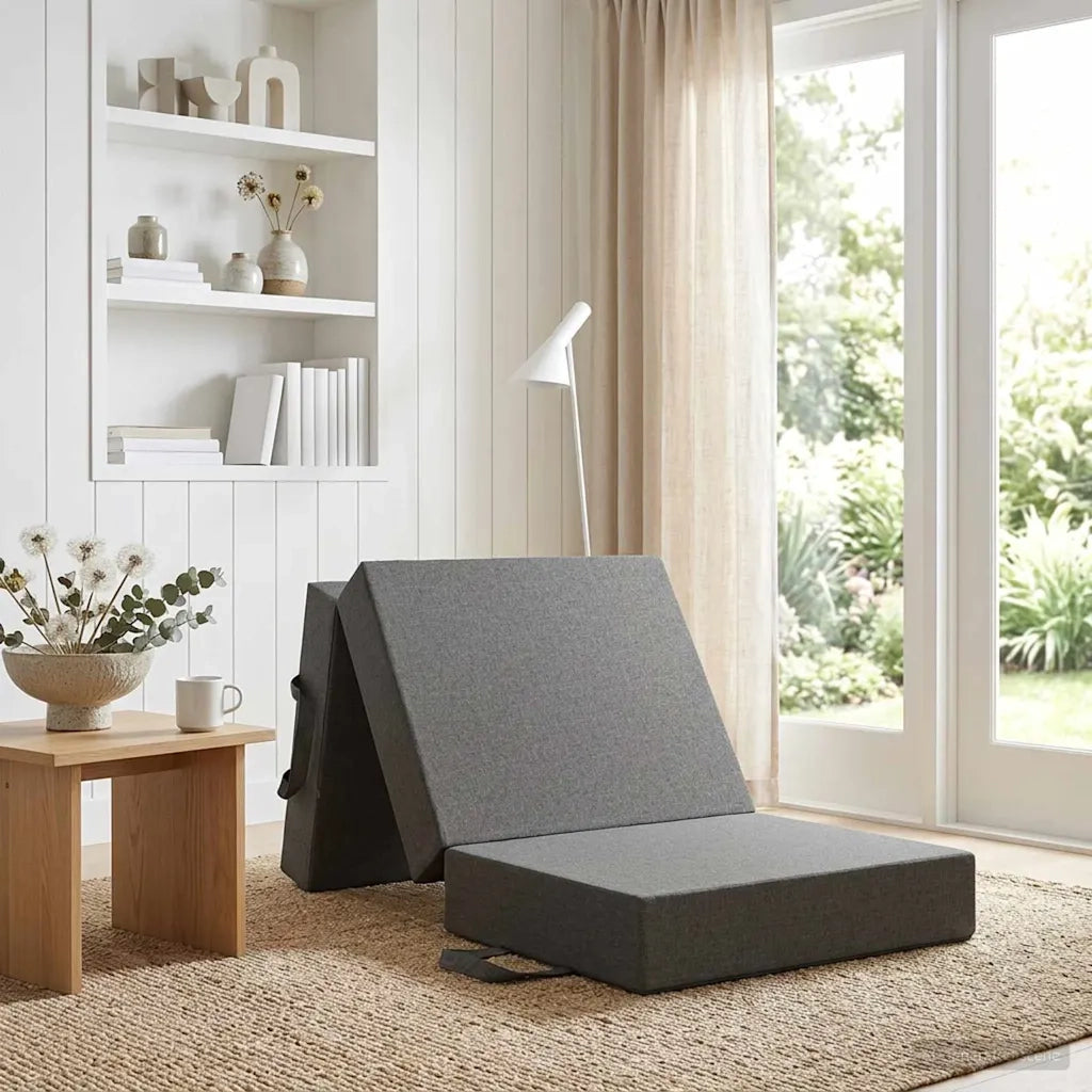 Divano Letto Pieghevole 90 x 63 x 45 cm Grigio Chiaro 900148