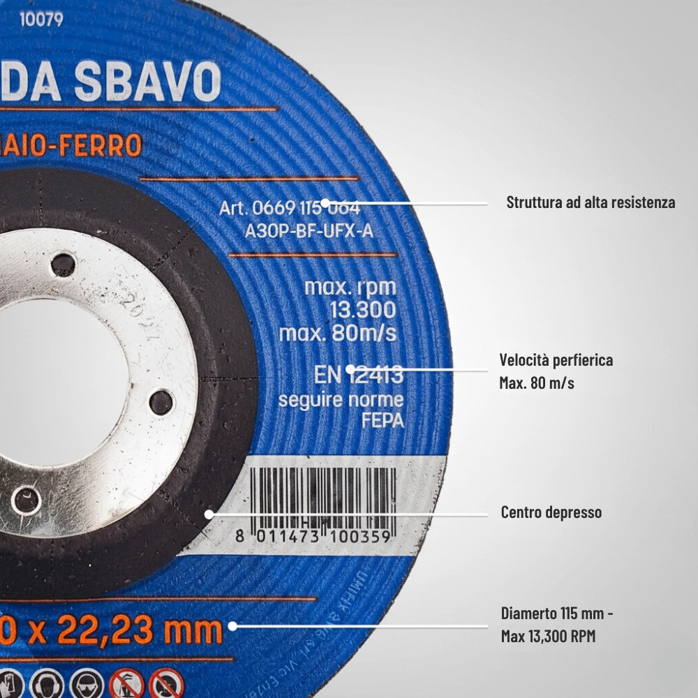 Mole da sbavo in acciaio per lavorazioni professionali Ø115 x 6,0 x 22 mm