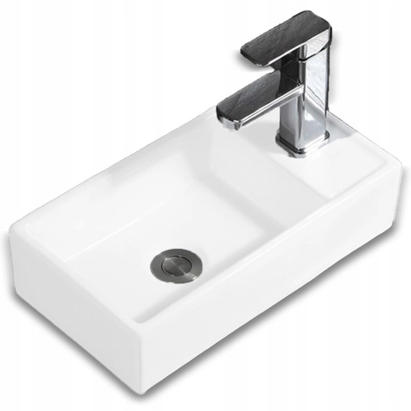 Lavabo rettangolare da appoggio in ceramica bianca 40x22 cm