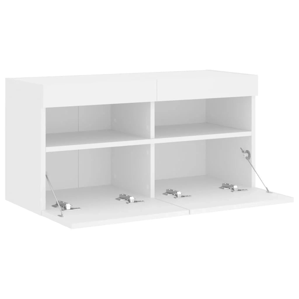 Mobile TV multimediale scaffale TV credenza mobile TV per sala da pranzo soggiorno camera da letto montaggio a parete con luci LED 80 x 30 x 40 cm bianco 02_0027910