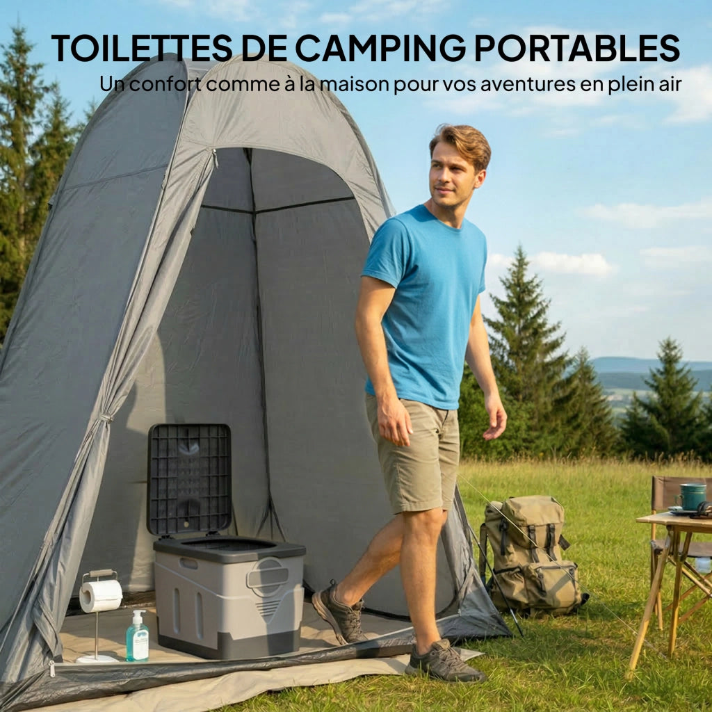 Toilette da campeggio portatile pieghevole ¨C zephmum ¨C grigio 34x29x30 cm