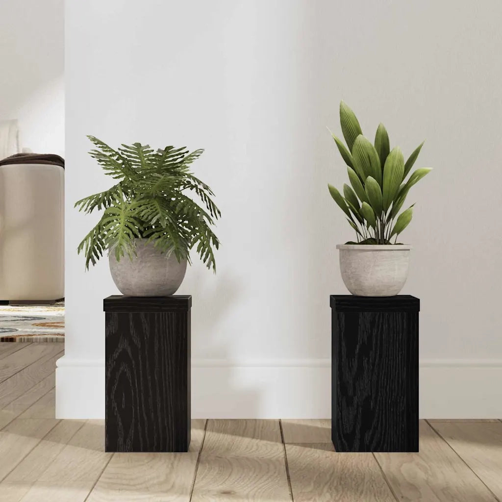 Supporto per piante 2 pcs Rovere Nero 10 x 10 x 18 cm 869228