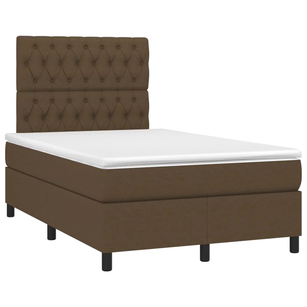Giroletto a Molle con Materasso Marrone Scuro 120x200cm Tessuto 3142004