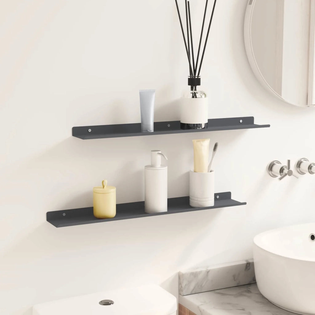 Mensola sospesa 2 pcs Antracite 60 x 8,5 x 2,5 cm Acciaio