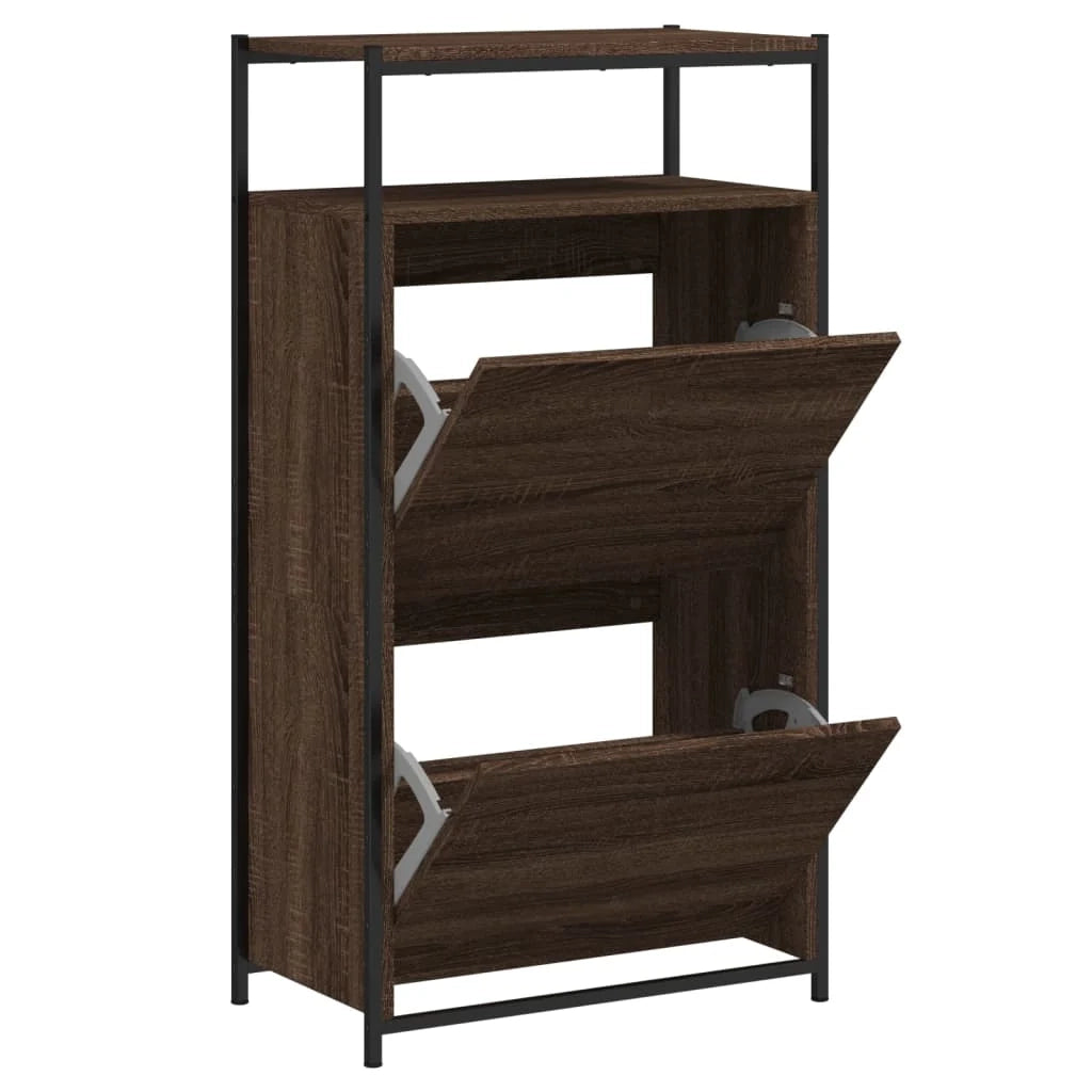 Scarpiera mobile contenitore per scarpe mobile per ingresso/corridoio/soggiorno 60 x 34 x 112 cm legno ingegnerizzato marrone 02_0021638