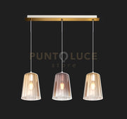 SOSPENSIONE OTTONE SAT. RETTANGOLARE 3 LUCI (2 AM + 1 RA) 1164OS-S3 R-AR