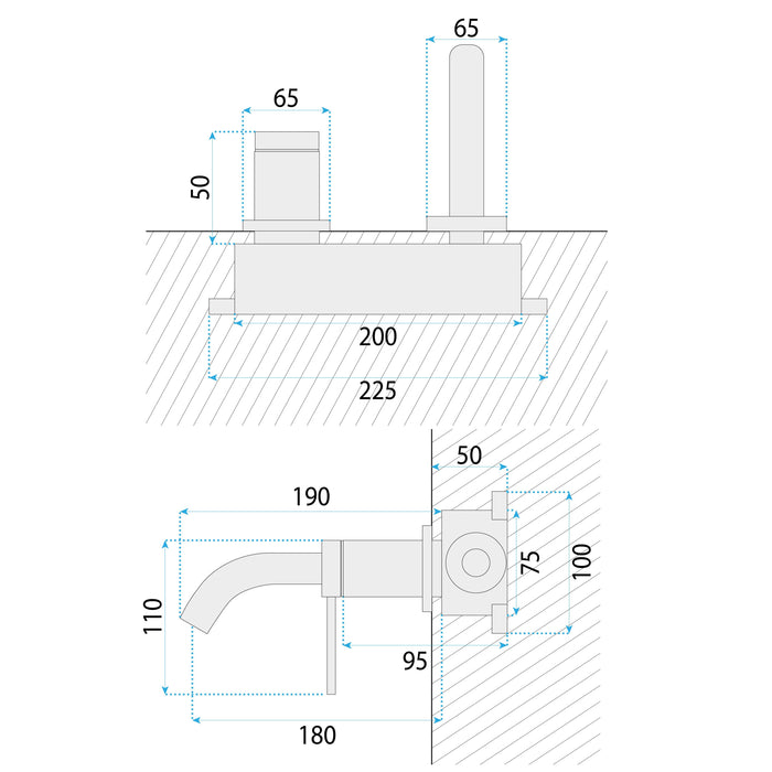 Rubinetto Da Parete Rea Clif Brush Nickle