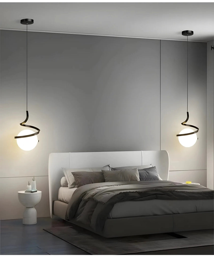 Lampada A Sospensione A Spirale Con Sfera In Vetro APP1732-1CP Black