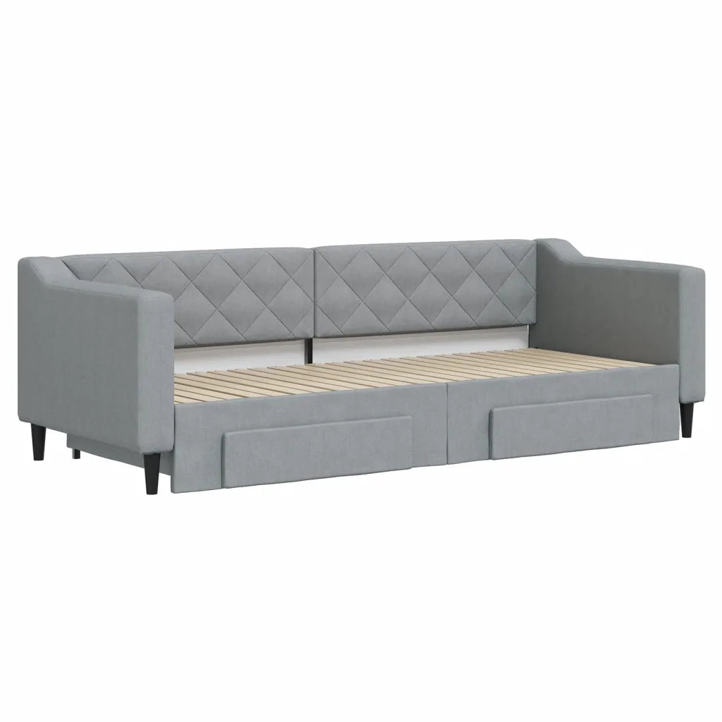 Divano Letto Estraibile Cassetti Grigio Chiaro 80x200cm Tessuto 3197457