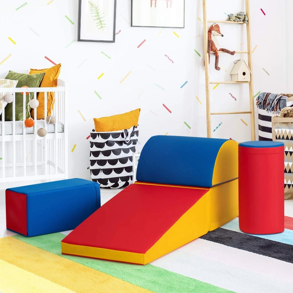 Set di 5 Blocchi con Diverse Forme e Colori, Giocattolo per Arrampicata e Strisciamento, Aiuta i Bambini a Crescere (Rosso)