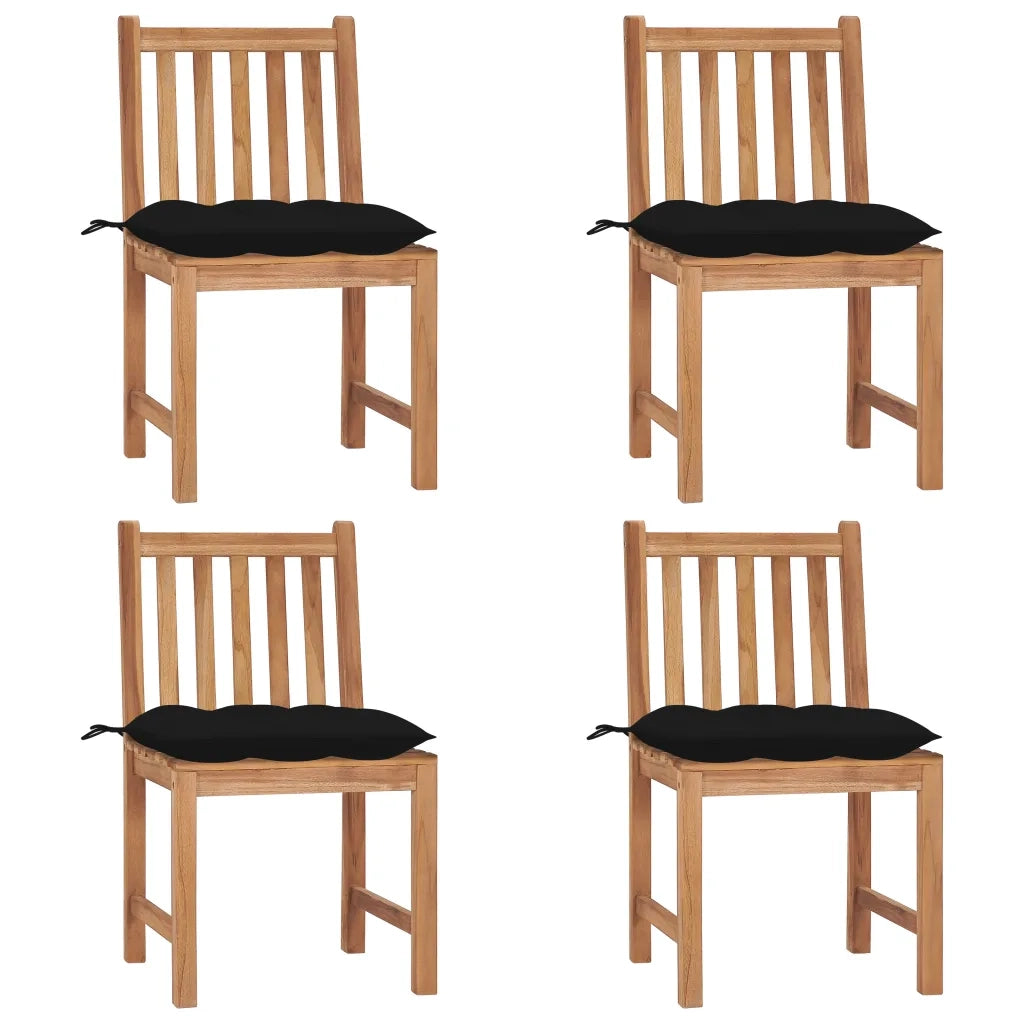 Sedie da Giardino 4 pz con Cuscini in Legno Massello di Teak