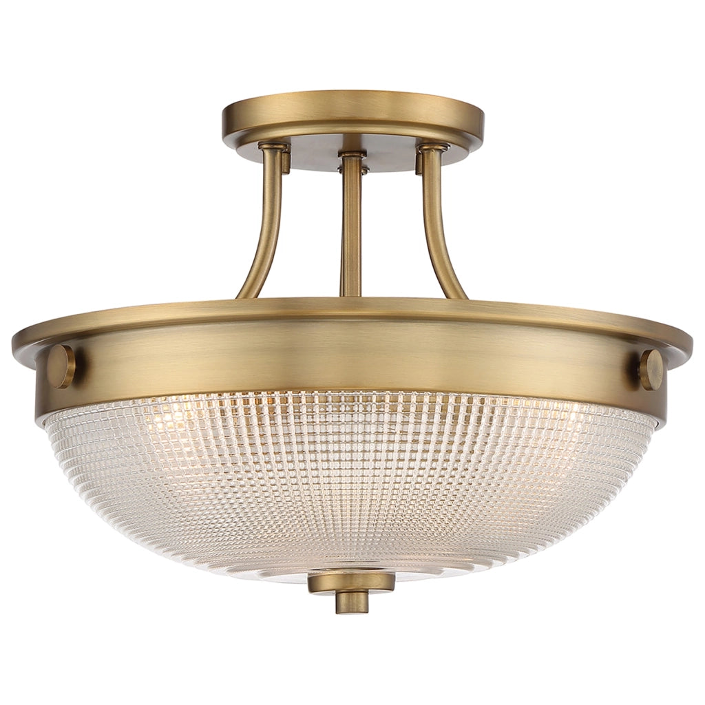 Lampada A Soffitto Contemporanea Mantle Vetro Ottone Anticato 2 Luci E27