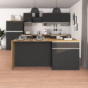 WHOUS Isola da cucina Sole a 4 ante e 4 cassetti antracite opaco/rovere 200x90x90 cm