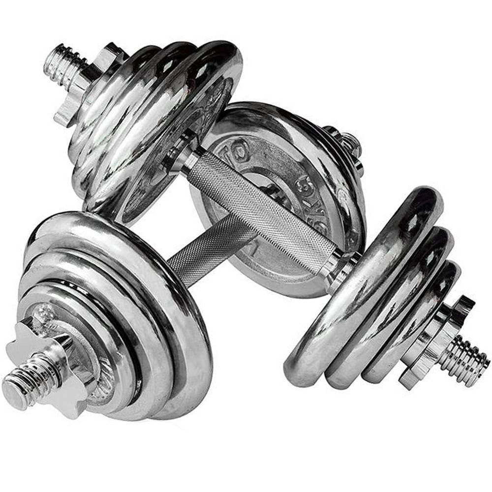 Trade Shop - Coppia Manubri Dumbbell Componibili Tot 20 Kg Pesi Palestra Fitness Bodybuilding -