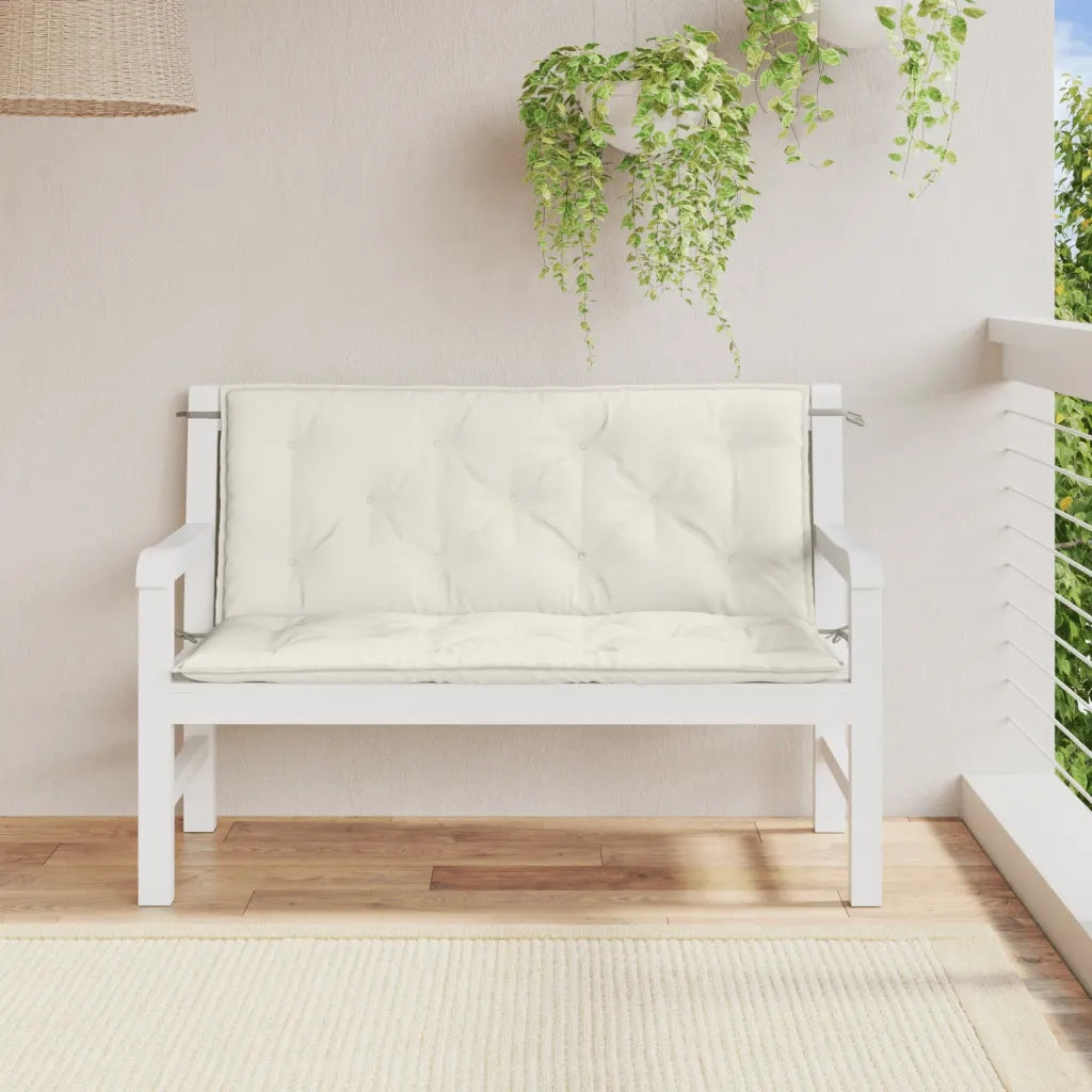 Cuscini Panca Giardino 2 pz-Set di 2 Cuscini per panchina da esterno Crema M¨¦lange 120x50x7 cm in Tessuto