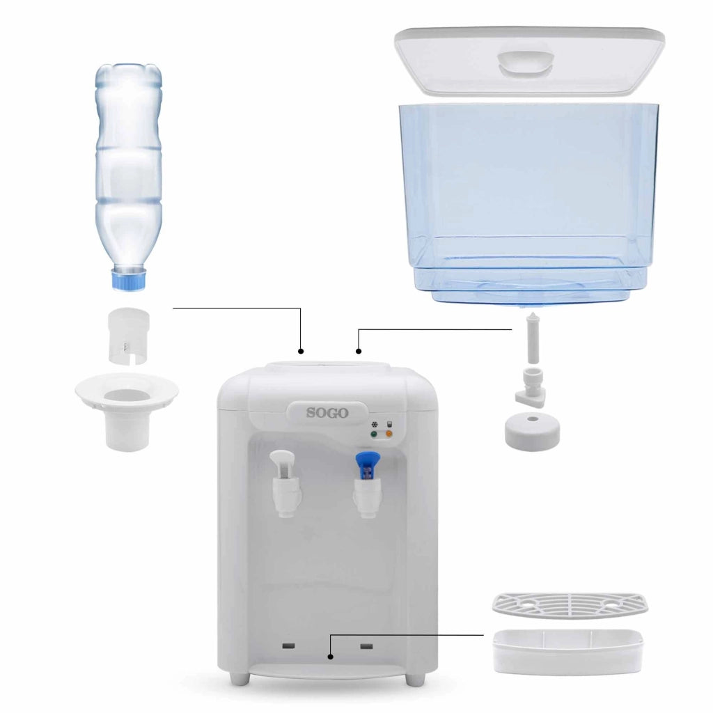 Dispenser acqua elettrico con raffreddamento, serbatoio 7 litri, doppio rubinetto ambiente e fredda 65W - SOGO