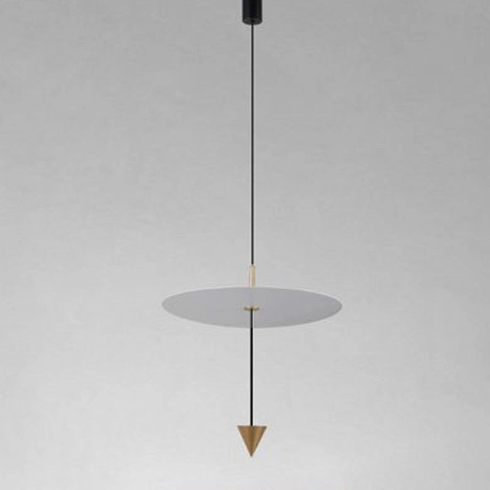 Trade Shop - Lampadario A Sospensione Lampada 18w Luce Led 6500k Disco Bianco ø42cm Cono Oro 33085 -