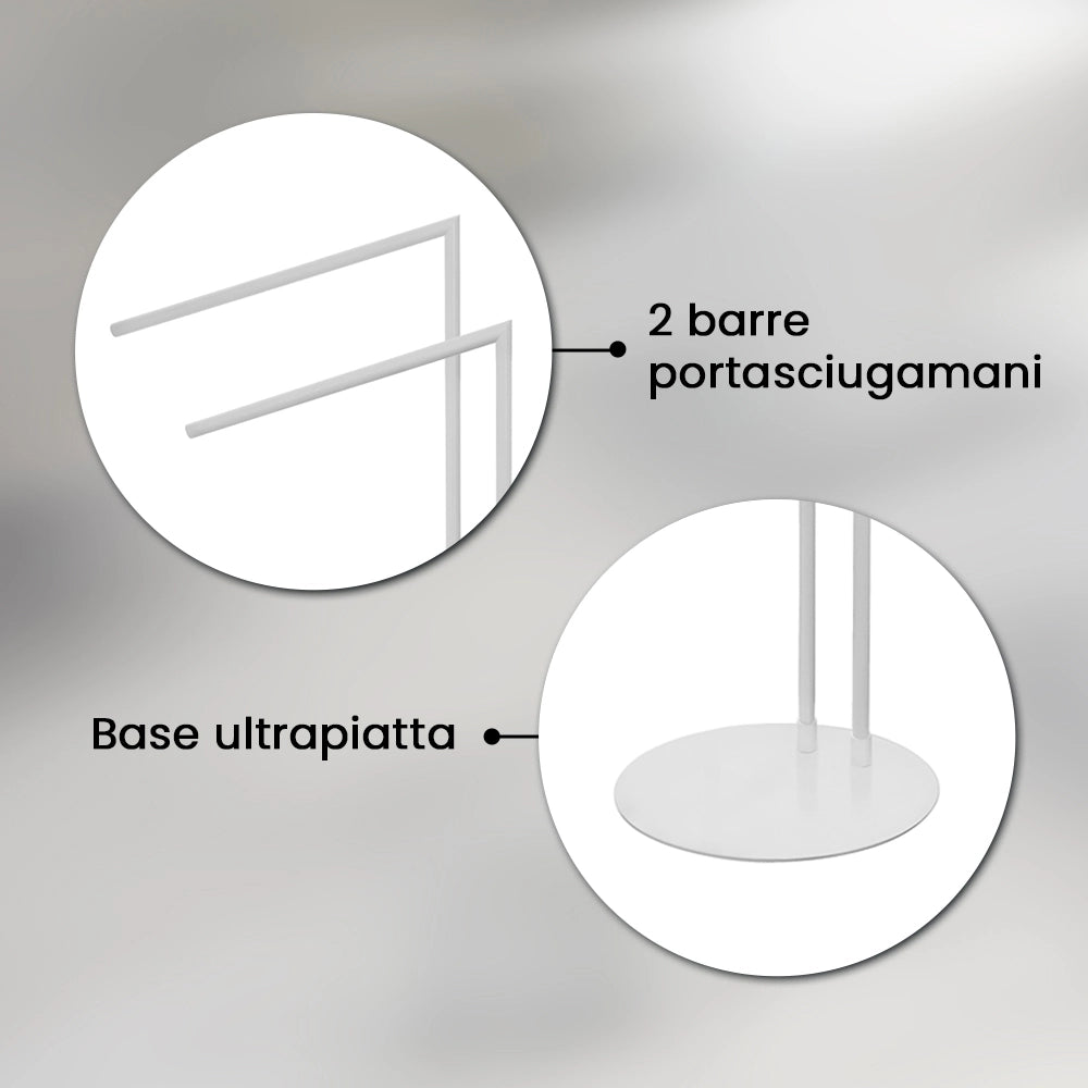 Piantana portasciugamani da appoggio in acciaio bianco opaco Style